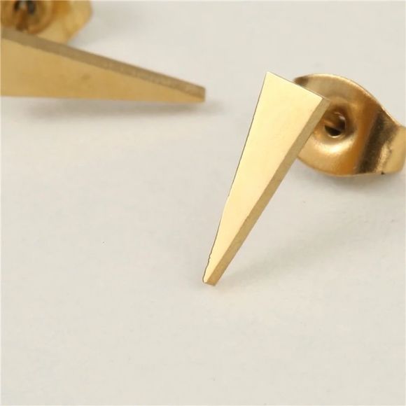 18K Gold Triangle Studs - Picture 4 of 4